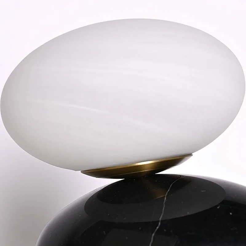 Black marble cobble base opal glass bedside dimmable mini night light