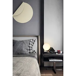 Opal glass ball black marble cube base bedside dimmable table light
