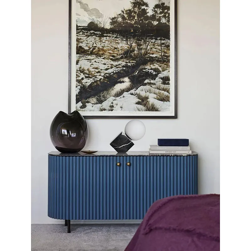 Opal glass ball black marble cube base bedside dimmable table light