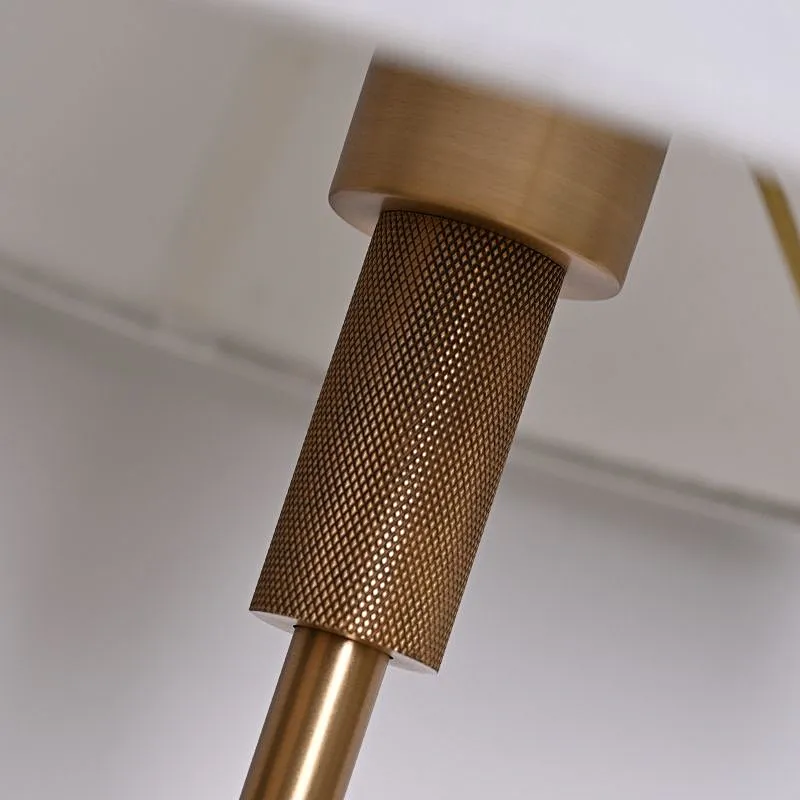 Classic simple knurled metal base fabric lampshade desk table lamp