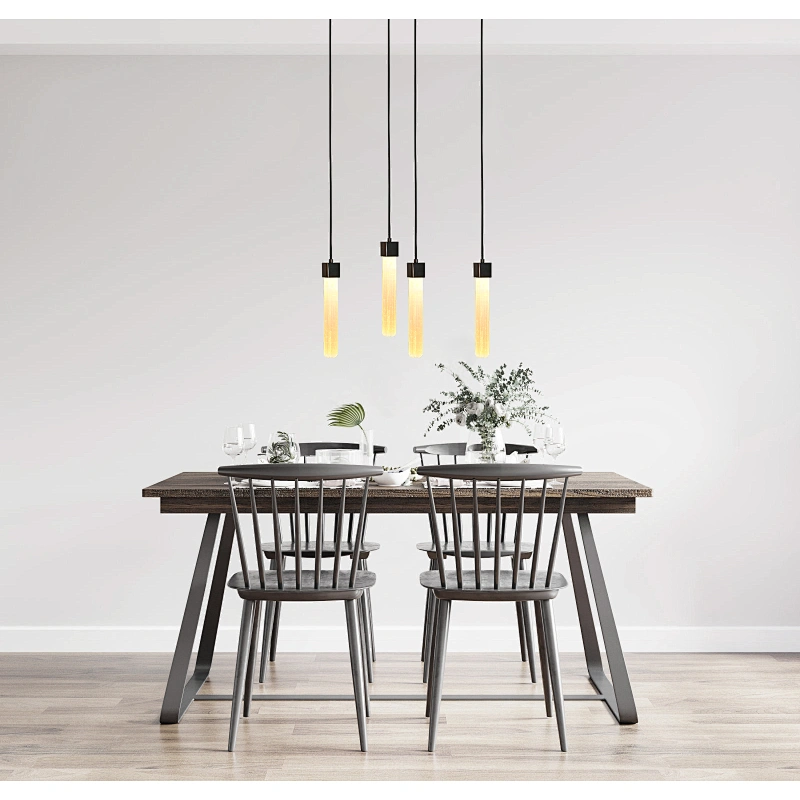 Single Natural Selenite Stone Bronze Finish Hanging Light For Restaurant Bedside Light