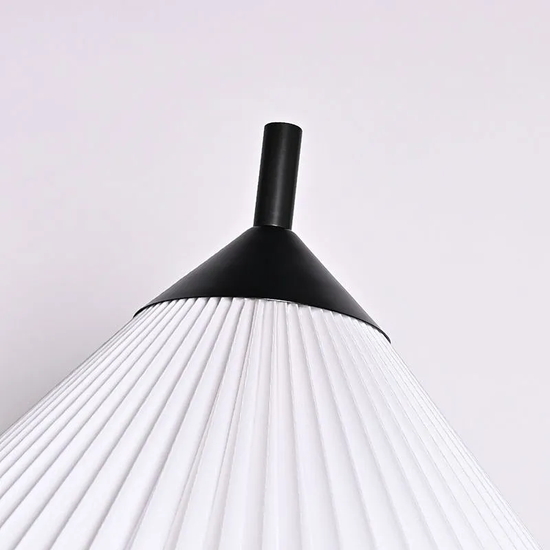 Simple conical pleated fabric lampshade bronze finish table lamp