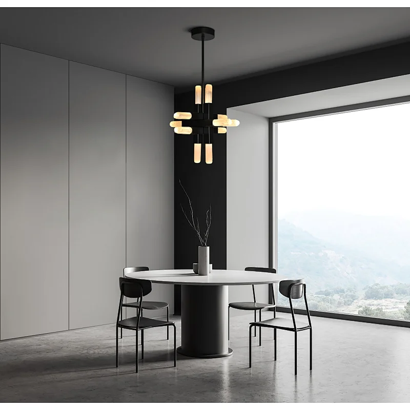 Classic Combination bronze finish Natural Selenite Stone Restaurant Pendant Lights