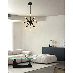 Starlight Bronze Finish Natural Selenite Stone Pendant Chandelier for Restaurant Living Room