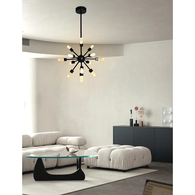 Starlight Bronze Finish Natural Selenite Stone Pendant Chandelier for Restaurant Living Room