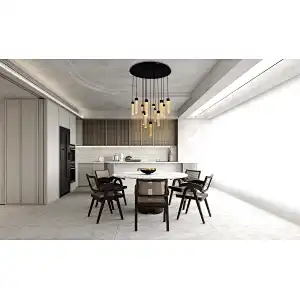 Circular Combination Bronze Finish Natural Selenite Stone Hanging Lights For Restaurant Livingroom
