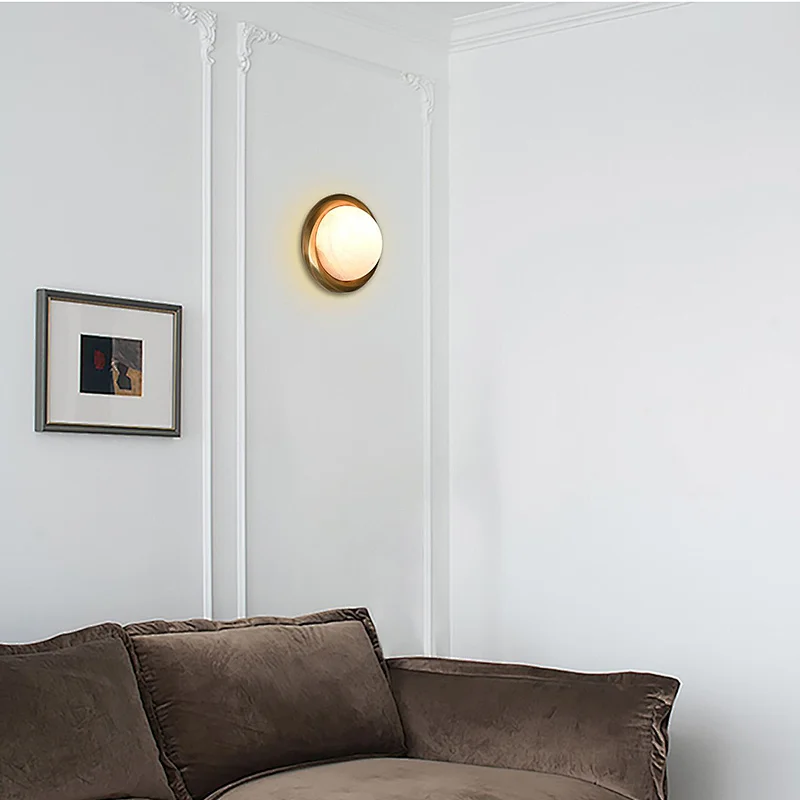 Luxury antique brass hand dyeing finish corrugated decorative forged copper alabaster wall lamp
