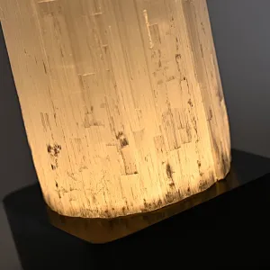 LED bottom light bronze finish natural selenite stone table lamp for bedside light