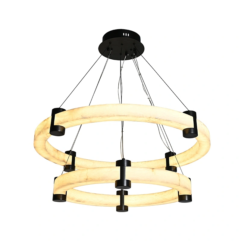 Alabaster ring combined pendant light