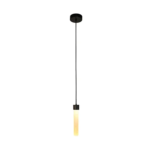 Single Natural Selenite Stone Bronze Finish Hanging Light For Restaurant Bedside Light