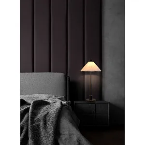 Simple conical pleated fabric lampshade bronze finish table lamp