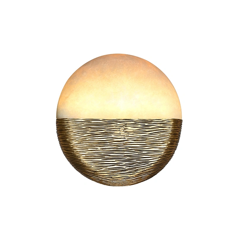 Creative sunrise antique brass hand dyeing finish alabaster wall lamp night light