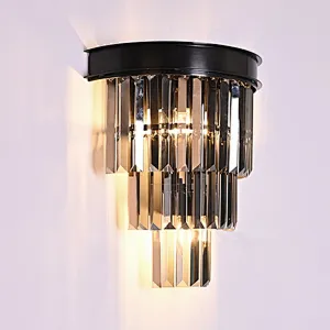 Luxury bright crystal glass prismatic bars wall lamp