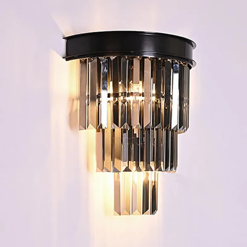 Luxury bright crystal glass prismatic bars wall lamp