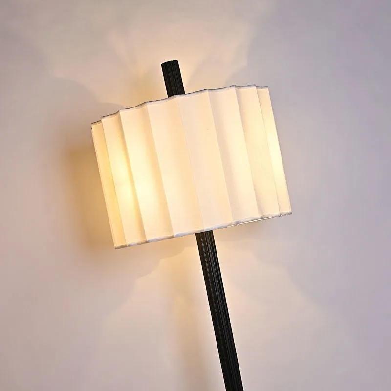 Quincunx fabric-shade bronze striated tube floor lamp