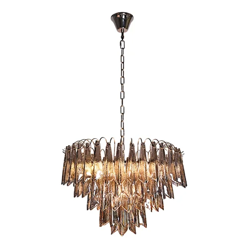Handmade smoke grey water ripple texture glass chandelier for dining room, living room, bedroom
