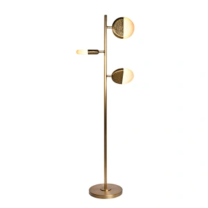 Creative sunrise 3 heads luxury antique brass hand dyeing finish alabaster standing floor lamp for living room bedroom