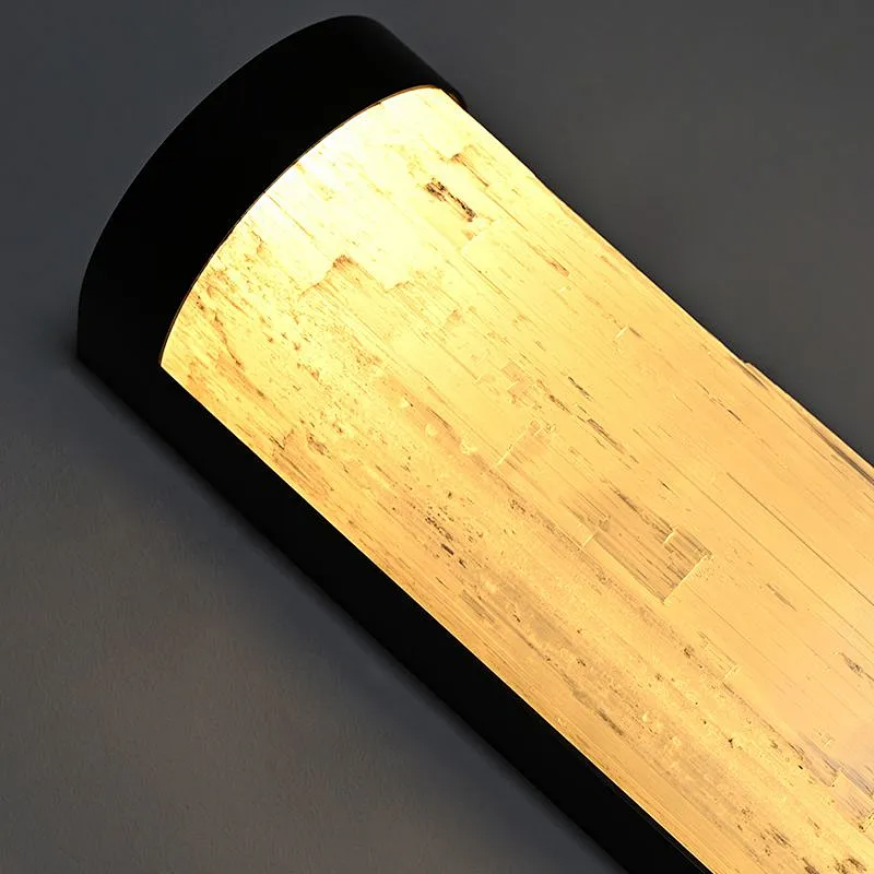 Luxury LED Light Bronze Finish Natural Selenite Stone Living Room Light Bedroom Light Wall Light