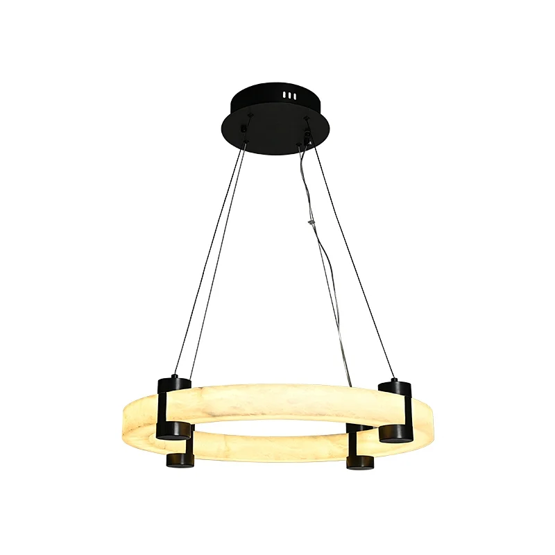 24inch luxury antique bronze hand dyeing finish alabaster ring pendant restaurant light