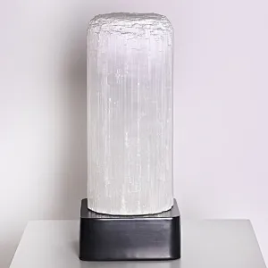 LED bottom light bronze finish natural selenite stone table lamp for bedside light