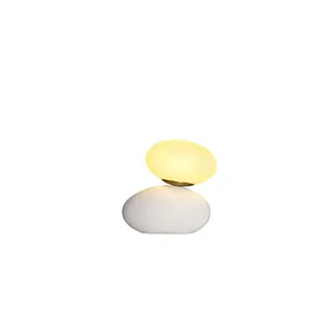 Alabaster cobble base opal glass bedside dimmable mini night light