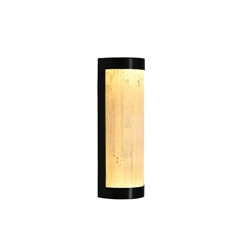 Luxury LED Light Bronze Finish Natural Selenite Stone Living Room Light Bedroom Light Wall Light