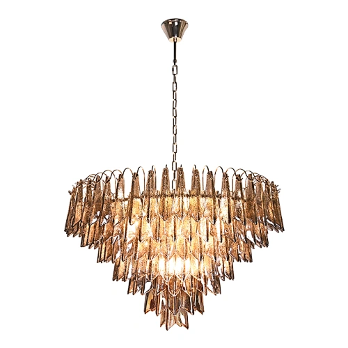 Handmade smoke grey water ripple texture glass chandelier for dining room, living room, bedroom