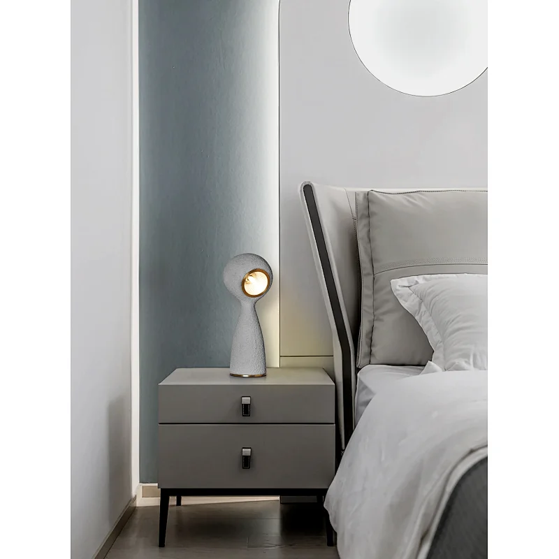 Elegant magical-drip dimmable Grey solid resin desk table lamp