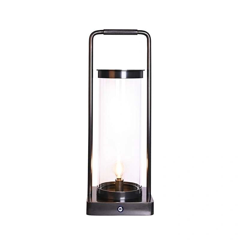 Medieval style antique bronze brushed knurled handle rechargeable copper hand lantern