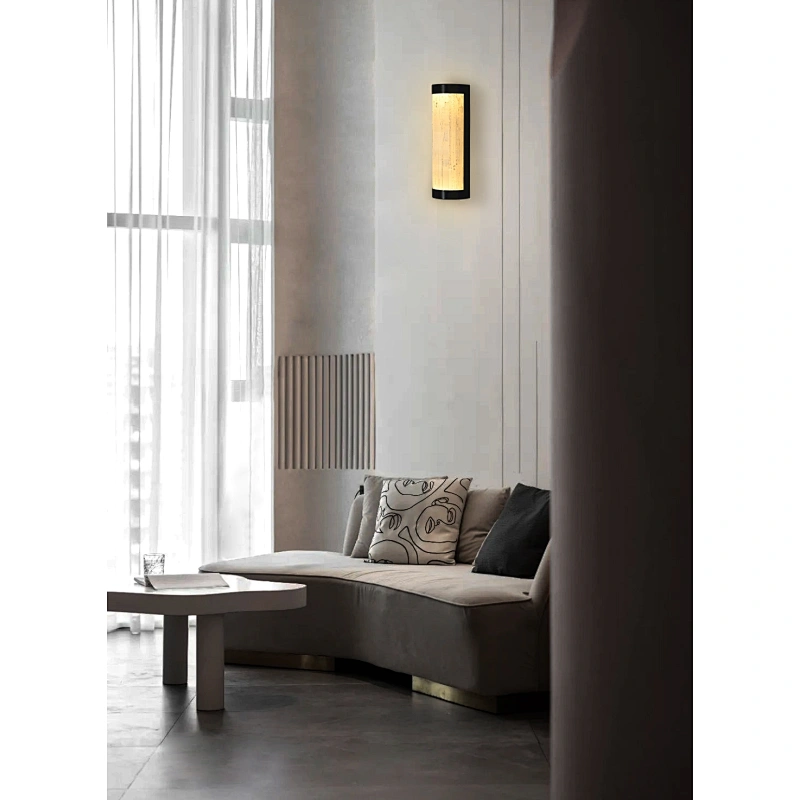 Luxury LED Light Bronze Finish Natural Selenite Stone Living Room Light Bedroom Light Wall Light