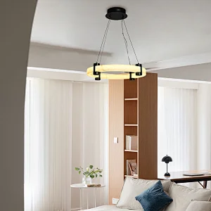 24inch luxury antique bronze hand dyeing finish alabaster ring pendant restaurant light