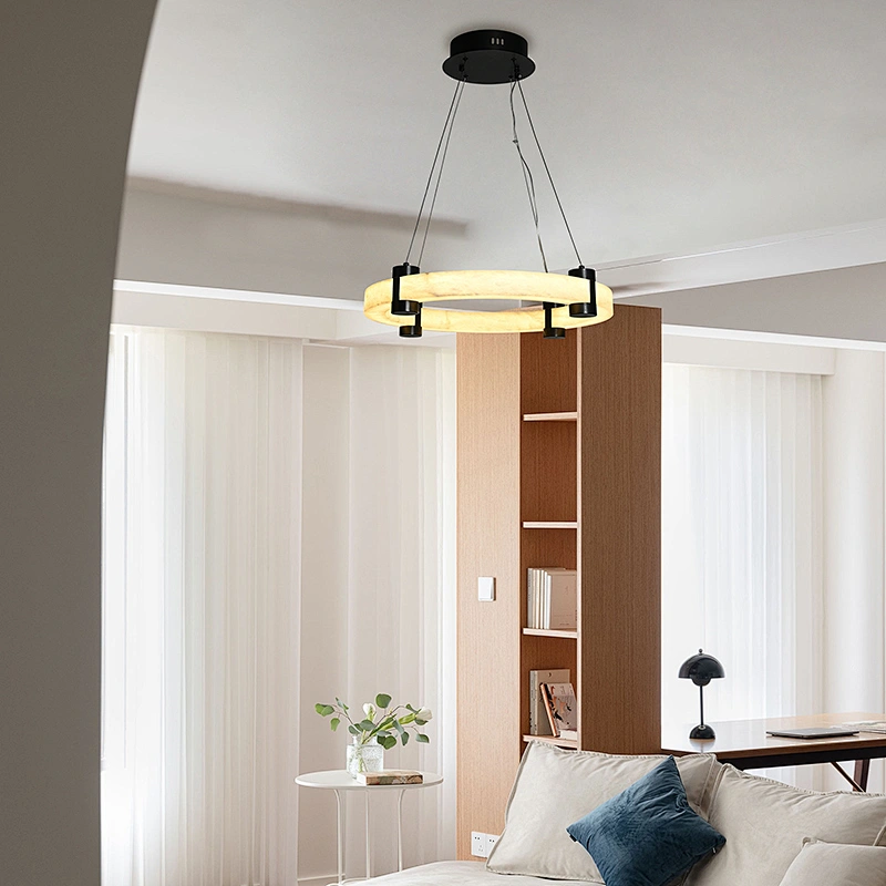 24inch luxury antique bronze hand dyeing finish alabaster ring pendant restaurant light