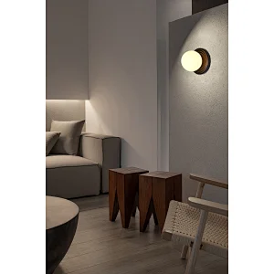 Opal glass ball bronze base sand painting art wall light