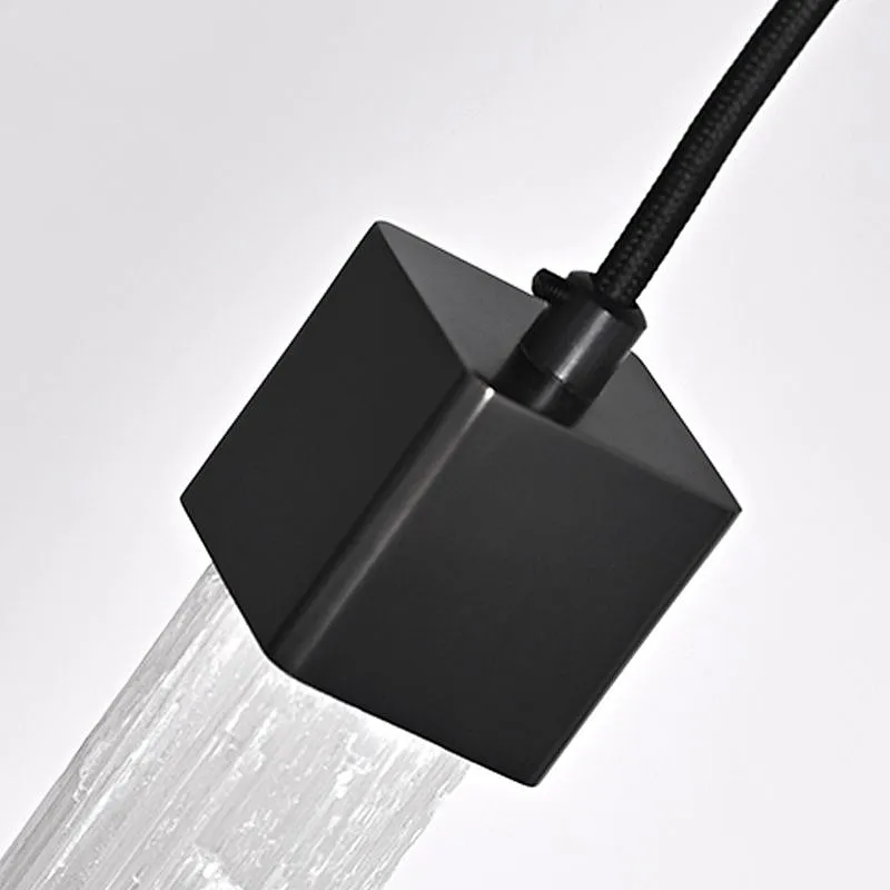 Rectangle Combination Bronze Finish Natural Selenite Stone Hanging Lights For Restaurant