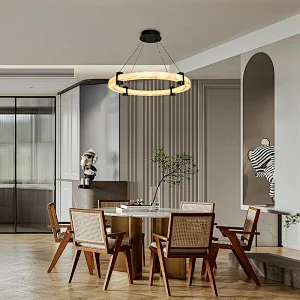32inch luxury antique bronze hand dyeing alabaster ring pendant lamp for restaurant light living room