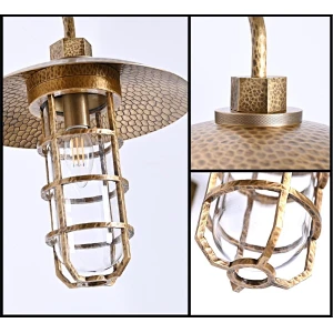 Forged antique brass finish single head bent arm copper explosion-proof glass cover outdoor wall lamp