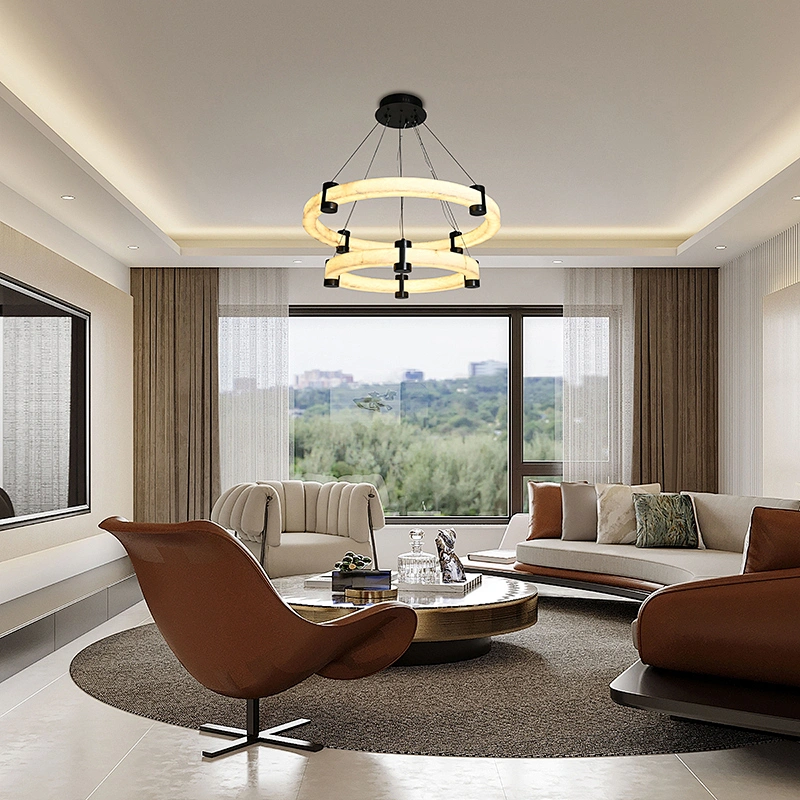 Alabaster ring combined  pendant light