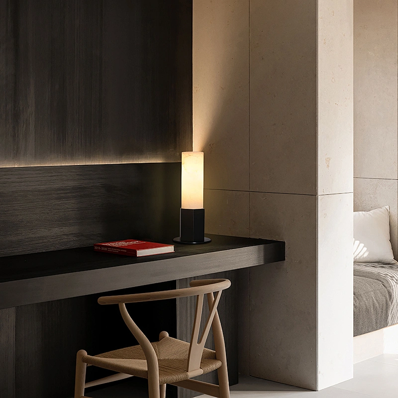 alabaster column table lamp