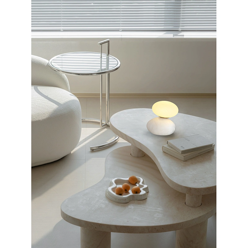 Alabaster cobble base opal glass bedside dimmable mini night light