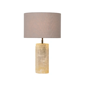 Luxury Natural Selenite Stone Column Table Lamp With Fabric Shade for living room sofa side bedside light