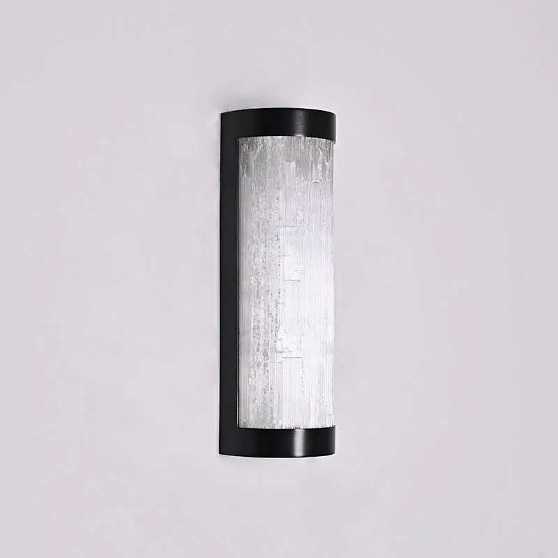 Luxury LED Light Bronze Finish Natural Selenite Stone Living Room Light Bedroom Light Wall Light