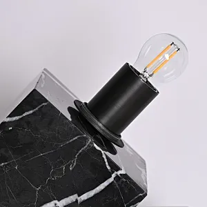 Opal glass ball black marble cube base bedside dimmable table light