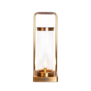 Medieval style antique brass brushed knurled handle rechargeable copper hand lantern