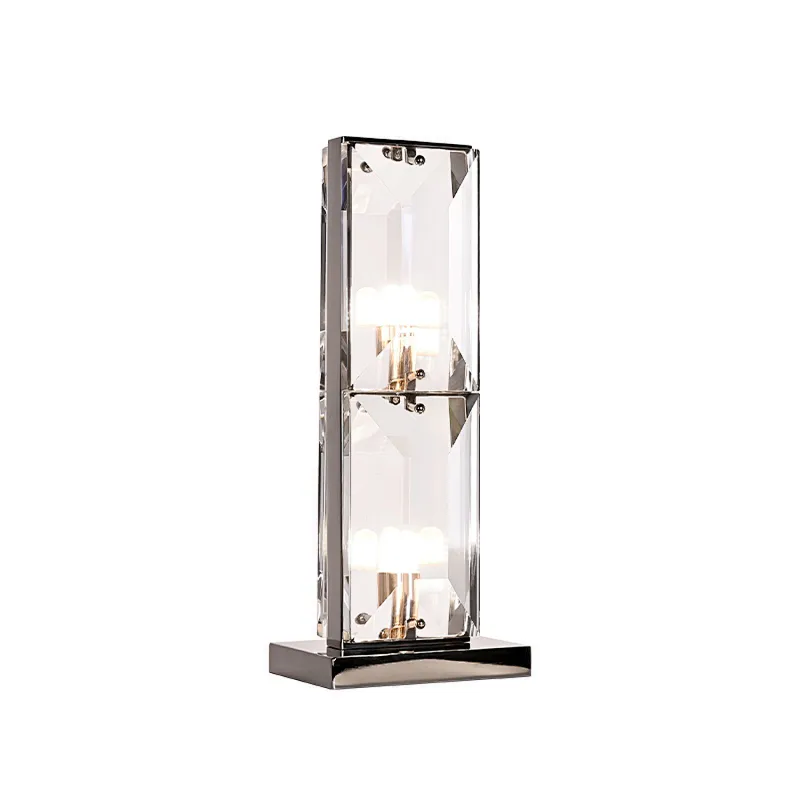 Luxury bright pyramid blocks crystal glass table lamp