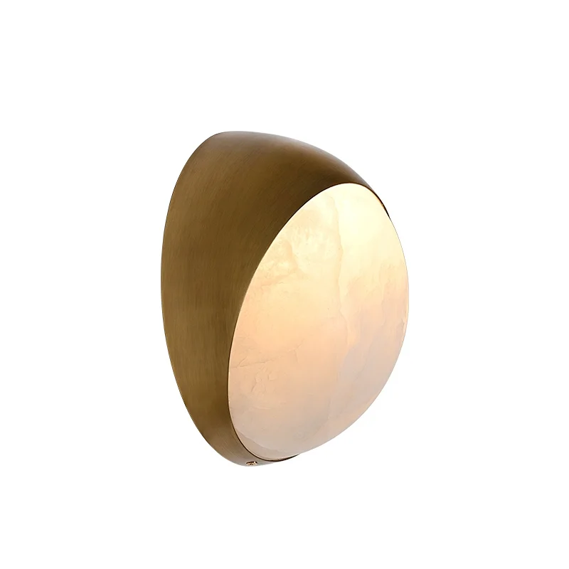 Luxury antique brass hand dyeing finish opal alabaster wall lamp