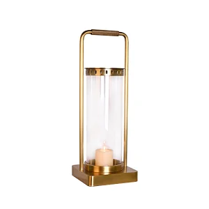 Medieval style antique brass brushed knurled handle copper hand lantern