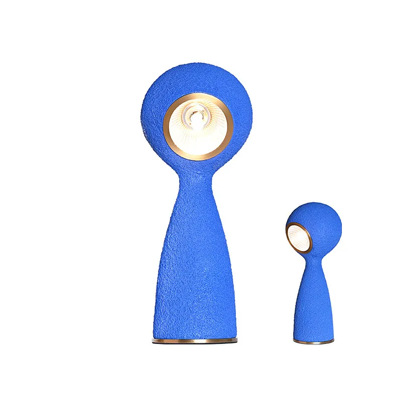 Elegant magical-drip dimmable Klein Blue solid resin desk table lamp