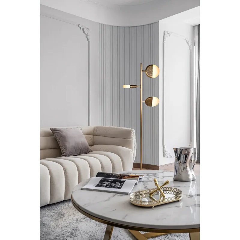 Creative sunrise 3 heads luxury antique brass hand dyeing finish alabaster standing floor lamp for living room bedroom