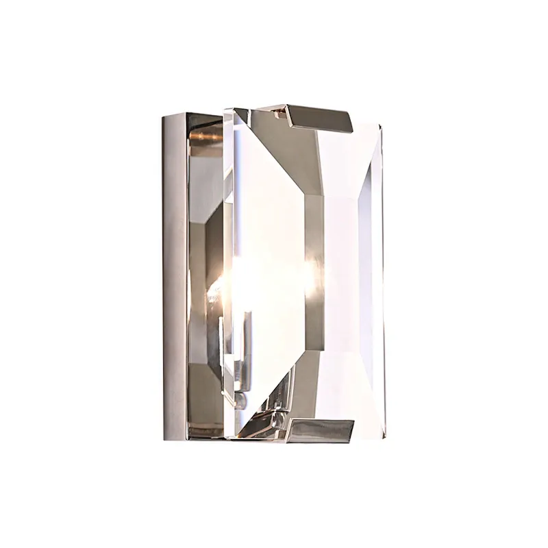 Luxury bright pyramid block crystal glass wall light