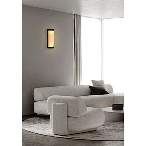 Luxury LED Light Bronze Finish Natural Selenite Stone Living Room Light Bedroom Light Wall Light